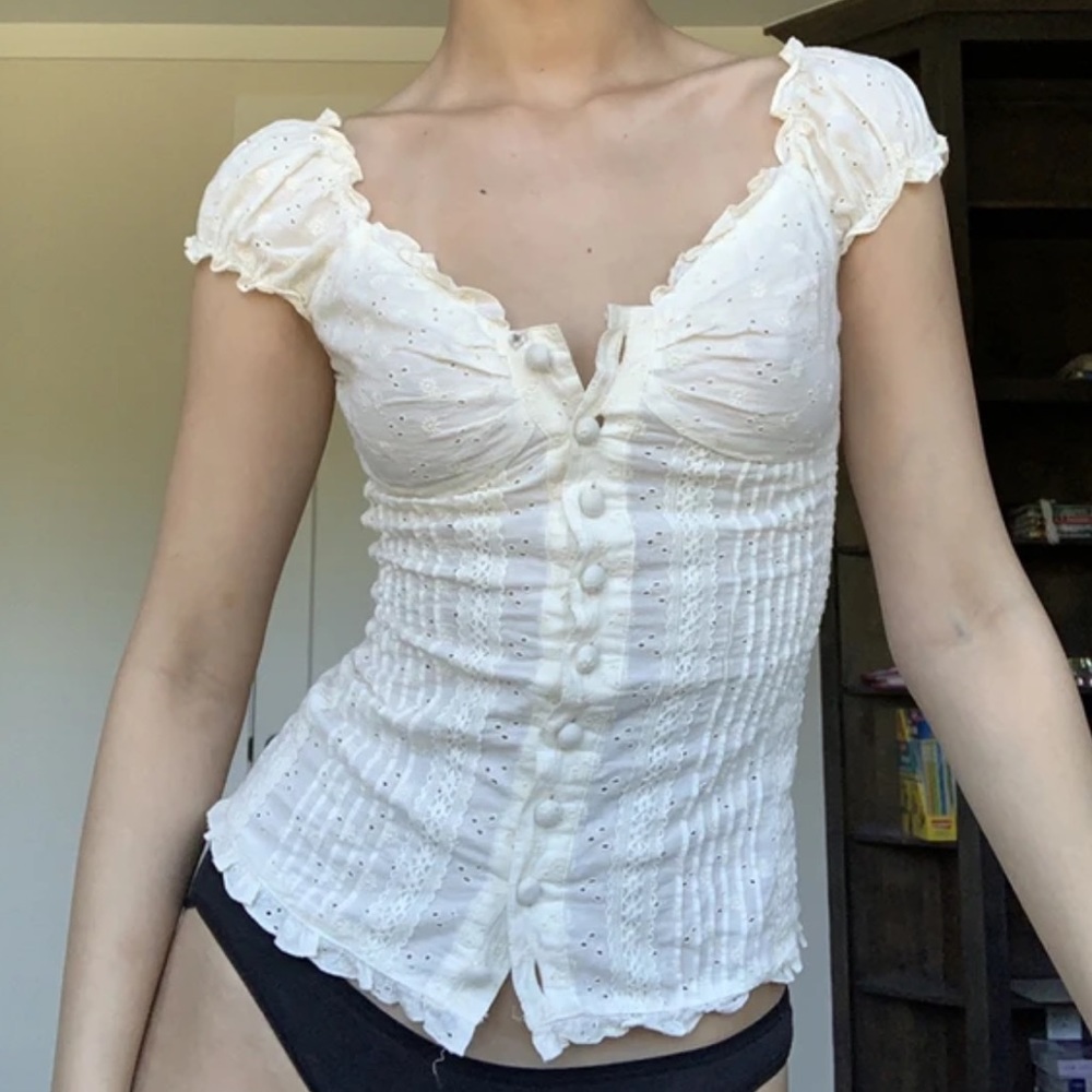 y2k white milkmaid top